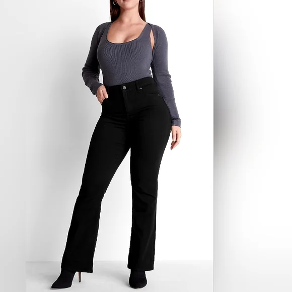 Express Curvy Mid Rise Black Jeans - Picture 2 of 6